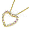 Collares con Dije 04.156.0301.1.20 Oro Laminado, Diseño de Corazón, con Rubi Micro Pave, Pulido, Tono Dorado (02 MM Thickness, 20 Inches Length)