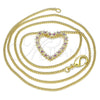 Collares con Dije 04.156.0301.1.20 Oro Laminado, Diseño de Corazón, con Rubi Micro Pave, Pulido, Tono Dorado (02 MM Thickness, 20 Inches Length)