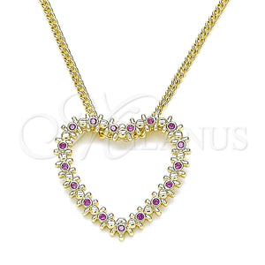 Collares con Dije 04.156.0301.1.20 Oro Laminado, Diseño de Corazón, con Rubi Micro Pave, Pulido, Tono Dorado (02 MM Thickness, 20 Inches Length)
