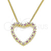 Collares con Dije 04.156.0301.1.20 Oro Laminado, Diseño de Corazón, con Rubi Micro Pave, Pulido, Tono Dorado (02 MM Thickness, 20 Inches Length)