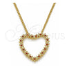 Collares con Dije 04.156.0301.2.20 Oro Laminado, Diseño de Corazón, con Granate Micro Pave, Pulido, Tono Dorado (02 MM Thickness, 20 Inches Length)