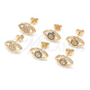 Arete Dormilona 02.156.0440 Oro Laminado, con Blanca Micro Pave, Pulido, Tono Dorado