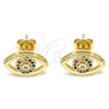 Arete Dormilona 02.156.0440.2 Oro Laminado, con Multicolor Micro Pave, Pulido, Tono Dorado