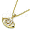 Collares con Dije 04.156.0302.20 Oro Laminado, con Blanca Micro Pave, Pulido, Tono Dorado (02 MM Thickness, 20 Inches Length)