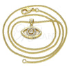 Collares con Dije 04.156.0302.20 Oro Laminado, con Blanca Micro Pave, Pulido, Tono Dorado (02 MM Thickness, 20 Inches Length)