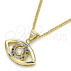 Collares con Dije 04.156.0302.2.20 Oro Laminado, Diseño de Ojo Griego, con Multicolor Micro Pave, Pulido, Tono Dorado (02 MM Thickness, 20 Inches Length)