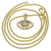Collares con Dije 04.156.0302.2.20 Oro Laminado, Diseño de Ojo Griego, con Multicolor Micro Pave, Pulido, Tono Dorado (02 MM Thickness, 20 Inches Length)