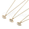 Collares con Dije 04.156.0302.2.20 Oro Laminado, Diseño de Ojo Griego, con Multicolor Micro Pave, Pulido, Tono Dorado (02 MM Thickness, 20 Inches Length)