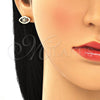 Juego de Arete y Dije de Adulto 10.156.0245.1 Oro Laminado, con Zafiro Azul and Blanca Micro Pave, Pulido, Tono Dorado