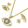 Juego de Arete y Dije de Adulto 10.156.0245.1 Oro Laminado, con Zafiro Azul and Blanca Micro Pave, Pulido, Tono Dorado