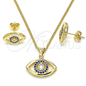 Juego de Arete y Dije de Adulto 10.156.0245.1 Oro Laminado, con Zafiro Azul and Blanca Micro Pave, Pulido, Tono Dorado