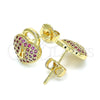 Arete Dormilona 02.156.0441.1 Oro Laminado, Diseño de Candado y Corazón, con Rubi Micro Pave, Pulido, Tono Dorado