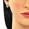 Arete Dormilona 02.156.0441.2 Oro Laminado, Diseño de Candado y Corazón, con Granate Micro Pave, Pulido, Tono Dorado