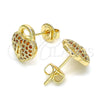 Arete Dormilona 02.156.0441.2 Oro Laminado, Diseño de Candado y Corazón, con Granate Micro Pave, Pulido, Tono Dorado