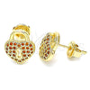 Arete Dormilona 02.156.0441.2 Oro Laminado, Diseño de Candado y Corazón, con Granate Micro Pave, Pulido, Tono Dorado