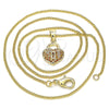 Collares con Dije 04.156.0303.2.20 Oro Laminado, Diseño de Candado y Corazón, con Granate Micro Pave, Pulido, Tono Dorado (02 MM Thickness, 20 Inches Length)