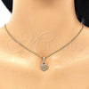 Juego de Arete y Dije de Adulto 10.156.0246.2 Oro Laminado, Diseño de Candado y Corazón, con Granate Micro Pave, Pulido, Tono Dorado