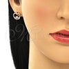 Arete Dormilona 02.156.0442.2 Oro Laminado, Diseño de Corazón, con Granate Micro Pave, Pulido, Tono Dorado