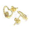 Arete Dormilona 02.156.0442.2 Oro Laminado, Diseño de Corazón, con Granate Micro Pave, Pulido, Tono Dorado