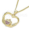 Collares con Dije 04.156.0304.1.20 Oro Laminado, Diseño de Corazón, con Rubi Micro Pave, Pulido, Tono Dorado (02 MM Thickness, 20 Inches Length)