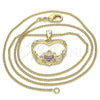 Collares con Dije 04.156.0304.1.20 Oro Laminado, Diseño de Corazón, con Rubi Micro Pave, Pulido, Tono Dorado (02 MM Thickness, 20 Inches Length)