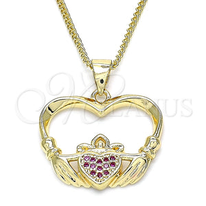 Collares con Dije 04.156.0304.1.20 Oro Laminado, Diseño de Corazón, con Rubi Micro Pave, Pulido, Tono Dorado (02 MM Thickness, 20 Inches Length)