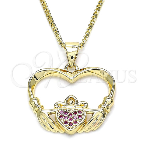 Collares con Dije 04.156.0304.1.20 Oro Laminado, Diseño de Corazón, con Rubi Micro Pave, Pulido, Tono Dorado (02 MM Thickness, 20 Inches Length)