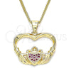 Collares con Dije 04.156.0304.1.20 Oro Laminado, Diseño de Corazón, con Rubi Micro Pave, Pulido, Tono Dorado (02 MM Thickness, 20 Inches Length)