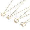 Collares con Dije 04.156.0304.1.20 Oro Laminado, Diseño de Corazón, con Rubi Micro Pave, Pulido, Tono Dorado (02 MM Thickness, 20 Inches Length)