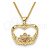 Collares con Dije 04.156.0304.2.20 Oro Laminado, Diseño de Corazón, con Micro Pave Granate, Pulido, Tono Dorado (Grosor 02 MM, 20 Pulgadas de Largo)