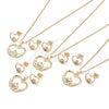 Juego de Arete y Dije de Adulto 10.156.0247.2 Oro Laminado, Diseño de Corazón, con Granate Micro Pave, Pulido, Tono Dorado