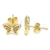 Arete Dormilona 02.156.0443.2 Oro Laminado, Diseño de Mariposa, con Granate Micro Pave, Pulido, Tono Dorado