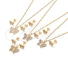 Juego de Arete y Dije de Adulto 10.156.0248.3 Oro Laminado, Diseño de Mariposa, con Multicolor Micro Pave, Pulido, Tono Dorado