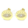 Arete Dormilona 02.156.0444 Oro Laminado, con Blanca Micro Pave, Pulido, Tono Dorado