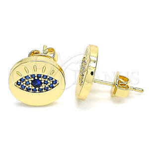 Arete Dormilona 02.156.0444.1 Oro Laminado, con Zafiro Azul Micro Pave, Pulido, Tono Dorado