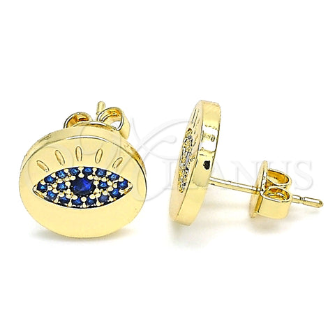 Arete Dormilona 02.156.0444.1 Oro Laminado, con Zafiro Azul Micro Pave, Pulido, Tono Dorado