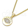 Collares con Dije 04.156.0306.20 Oro Laminado, con Blanca Micro Pave, Pulido, Tono Dorado (02 MM Thickness, 20 Inches Length)
