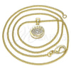 Collares con Dije 04.156.0306.20 Oro Laminado, con Blanca Micro Pave, Pulido, Tono Dorado (02 MM Thickness, 20 Inches Length)