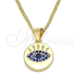 Collares con Dije 04.156.0306.1.20 Oro Laminado, con Zafiro Azul Micro Pave, Pulido, Tono Dorado (02 MM Thickness, 20 Inches Length)