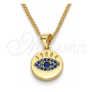 Collares con Dije 04.156.0306.1.20 Oro Laminado, con Micro Pave Zafiro Azul, Pulido, Tono Dorado (Grosor 02 MM, 20 Pulgadas de Largo)