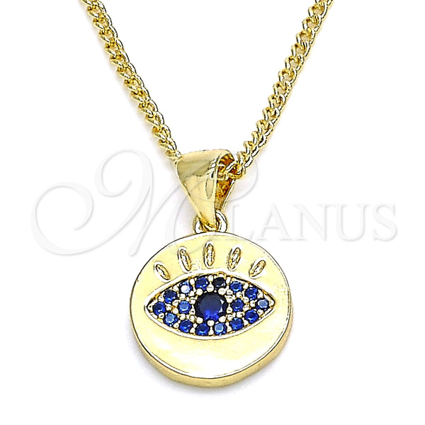 Collares con Dije 04.156.0306.1.20 Oro Laminado, con Zafiro Azul Micro Pave, Pulido, Tono Dorado (02 MM Thickness, 20 Inches Length)