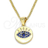 Collares con Dije 04.156.0306.1.20 Oro Laminado, con Zafiro Azul Micro Pave, Pulido, Tono Dorado (02 MM Thickness, 20 Inches Length)