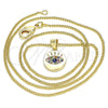 Collares con Dije 04.156.0306.2.20 Oro Laminado, con Multicolor Micro Pave, Pulido, Tono Dorado (02 MM Thickness, 20 Inches Length)