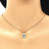 Juego de Arete y Dije de Adulto 10.156.0249.1 Oro Laminado, con Zafiro Azul Micro Pave, Pulido, Tono Dorado