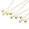 Juego de Arete y Dije de Adulto 10.156.0249.1 Oro Laminado, con Zafiro Azul Micro Pave, Pulido, Tono Dorado
