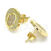 Arete Dormilona 02.156.0445 Oro Laminado, Diseño de Judaica y Mano de Dios, con Micro Pave Blanca, Pulido, Tono Dorado