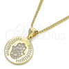 Collares con Dije 04.156.0307.20 Oro Laminado, Diseño de Mano de Dios, con Blanca Micro Pave, Pulido, Tono Dorado (02 MM Thickness, 20 Inches Length)