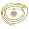 Collares con Dije 04.156.0307.20 Oro Laminado, Diseño de Mano de Dios, con Blanca Micro Pave, Pulido, Tono Dorado (02 MM Thickness, 20 Inches Length)