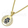 Collares con Dije 04.156.0307.1.20 Oro Laminado, Diseño de Mano de Dios, con Zafiro Azul Micro Pave, Pulido, Tono Dorado (02 MM Thickness, 20 Inches Length)