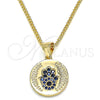 Collares con Dije 04.156.0307.1.20 Oro Laminado, Diseño de Mano de Dios, con Zafiro Azul Micro Pave, Pulido, Tono Dorado (02 MM Thickness, 20 Inches Length)